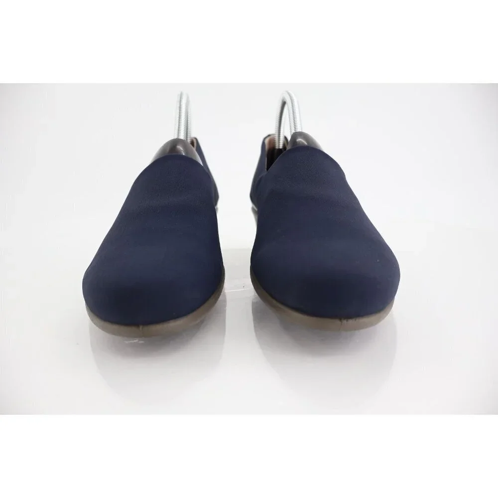 Ecco Women's Abalone Loafer Size 38 7 Low Wedge Slip On Travel Shoe Navy Blue